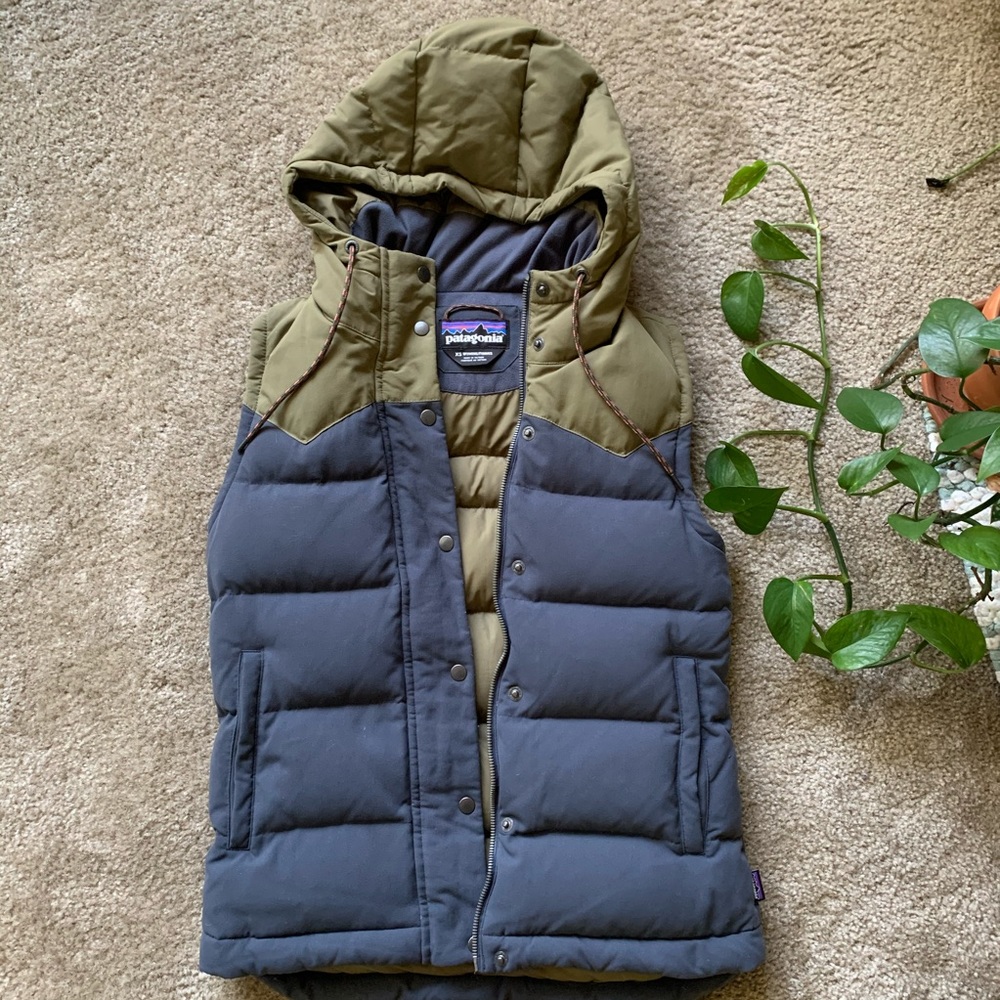 Patagonia Bivy Hooded Down Vest - Blue/Green